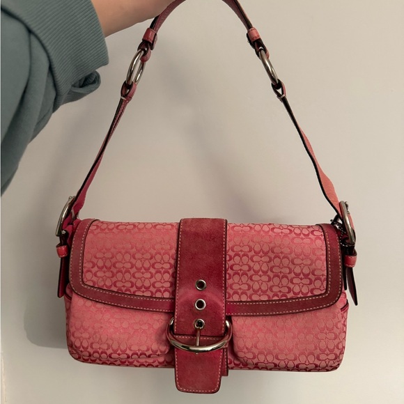 Coach Handbags - COACH Signature Shoulder Handbag Pink Logo
